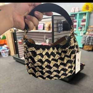 Black and Cream Woven Handbag